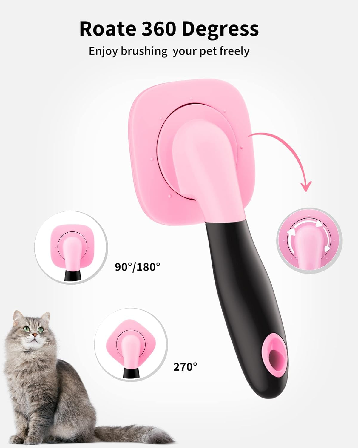 Dog & Cat Grooming Brush - Slicker Shedding Tools (Pink)