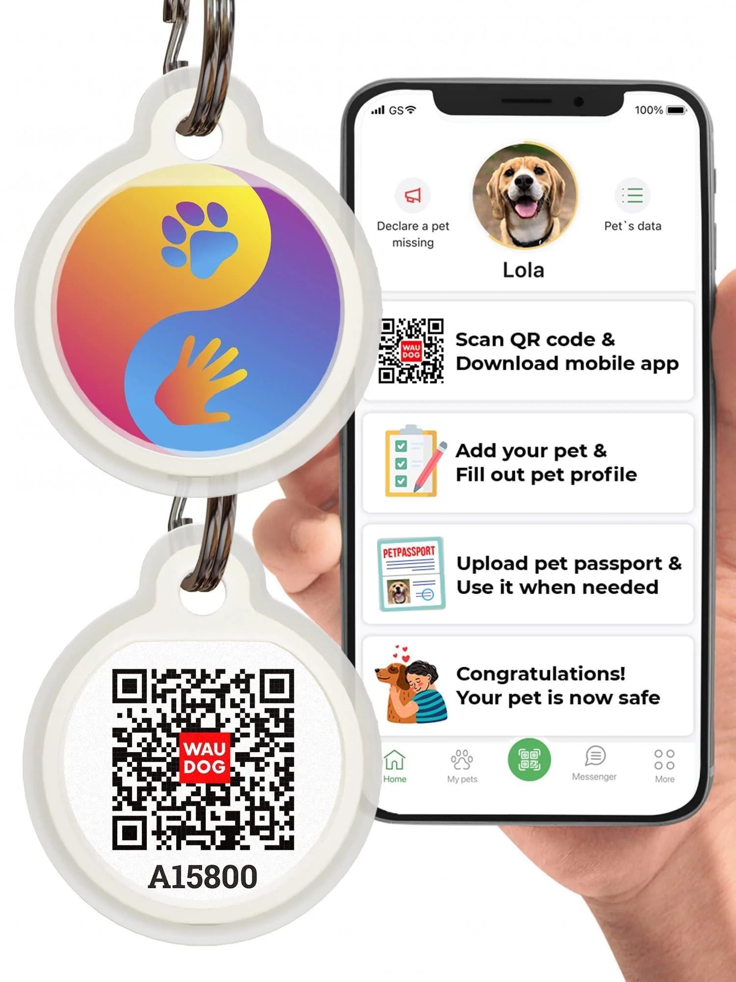 Dog Tags for Pets Silicone QR Code Pet ID Tags for Dogs & Cats Silent Dog Name Tag and Cat Name Tag for Your Pet Puppy Name Tag for Dog Collar Dog Identification Tags (Ying Yang)