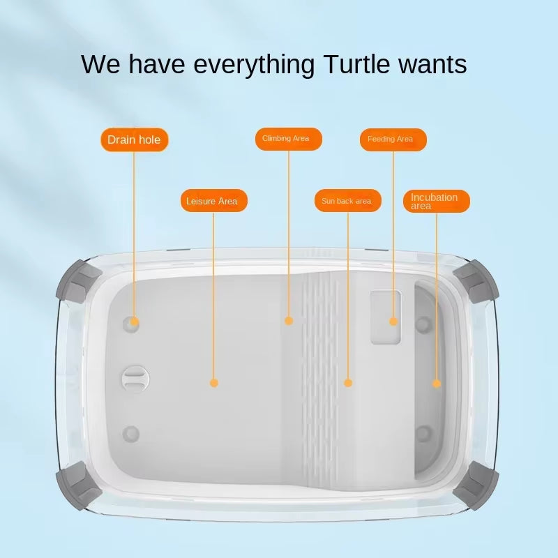 Plastic Transparency Turtle Tank House with Areas to Breed Feed Swim Bask Indoor Enclosure Water Turtles Cage Reptile Habitat