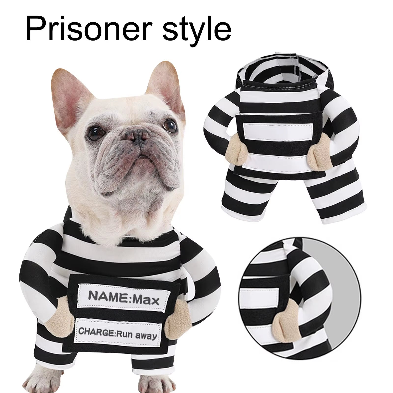 Funny Prisoner Dog Costume Halloween Dress Your Pup in This Hilarious Striped Outfit for Parties Photos Soft Comfortable