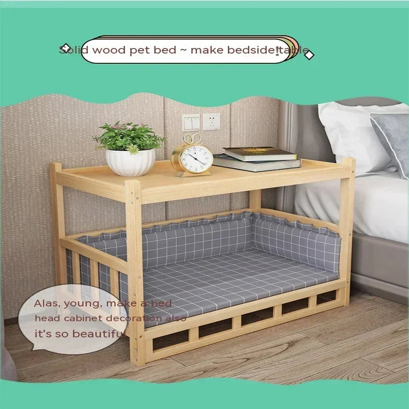 Solid Wood Material Dog Kennel Dog Bed Smooth Polished Teddy Dog Kennel Golden Retriever Detachable Pet Bed Solid Wood Cat Kenne