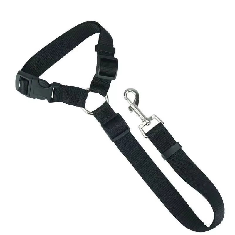 Solid Color Two-In-One Pet Car Seat Belt Nylon Lead Leash Backseat Safety Belt Adjustable Dogs Harness Collar Pet Accessories