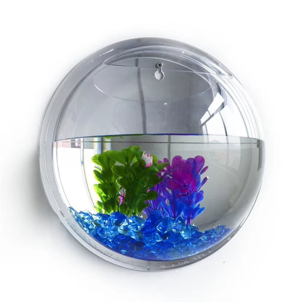 Wall Mounted Fish Tank, Bubble Fish Clear Fish Tank Acrylic Hanging Aquarium Wall Mounted Plant Pot for Succulent Air Plants