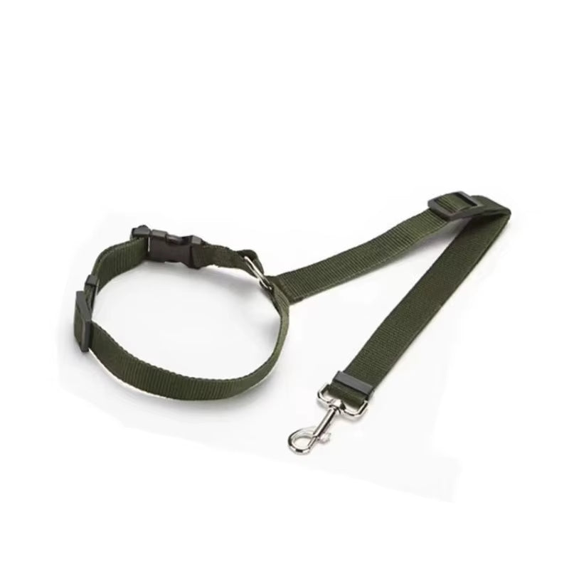 Solid Color Two-In-One Pet Car Seat Belt Nylon Lead Leash Backseat Safety Belt Adjustable Dogs Harness Collar Pet Accessories