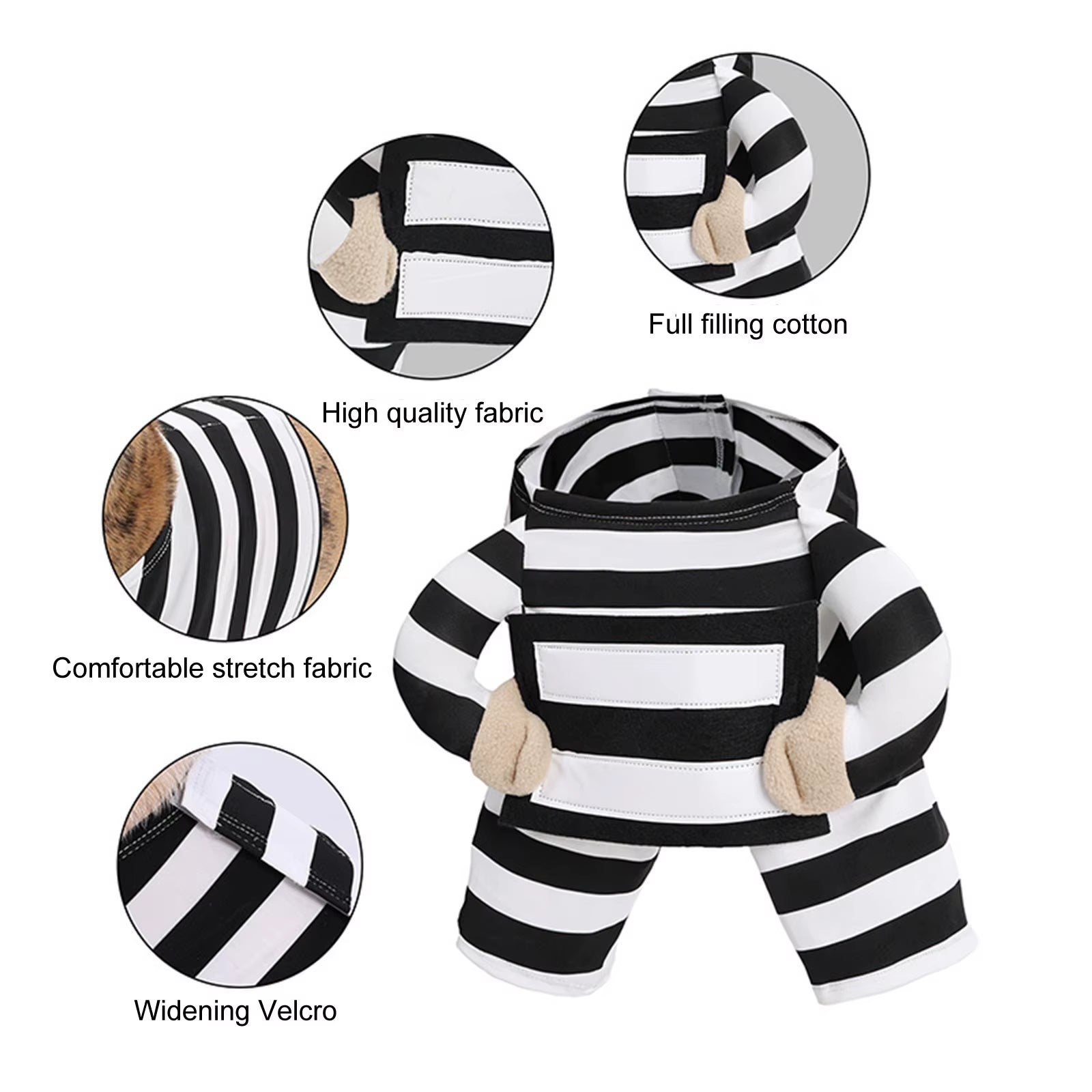 Funny Prisoner Dog Costume Halloween Dress Your Pup in This Hilarious Striped Outfit for Parties Photos Soft Comfortable