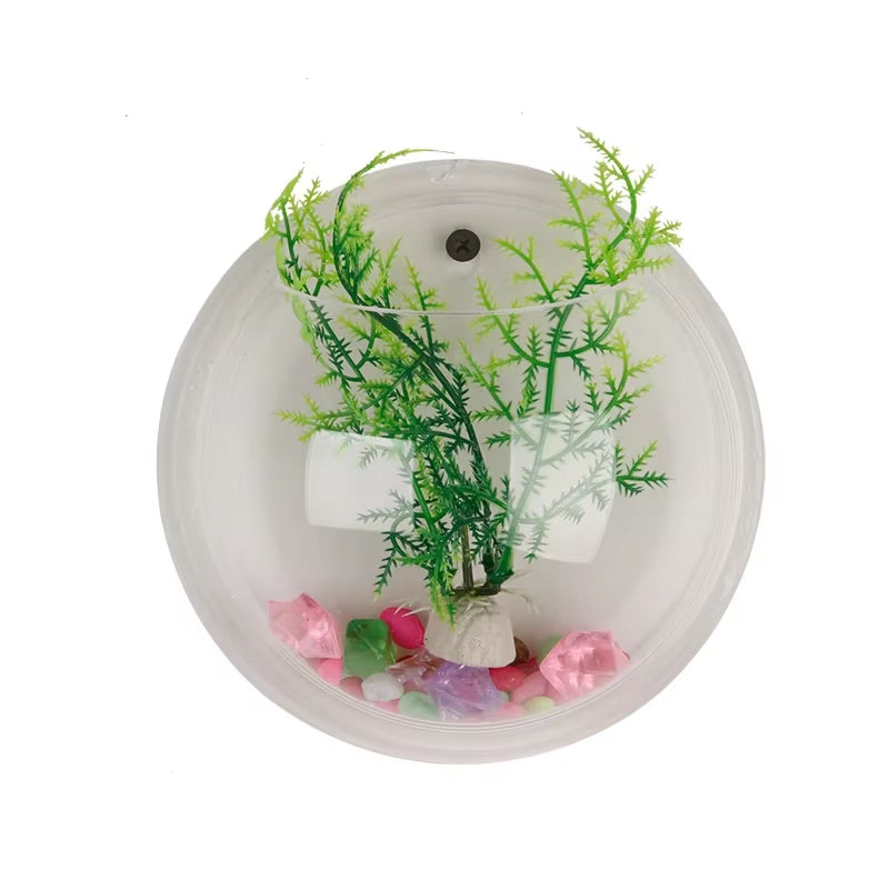 Wall Mounted Fish Tank, Bubble Fish Clear Fish Tank Acrylic Hanging Aquarium Wall Mounted Plant Pot for Succulent Air Plants