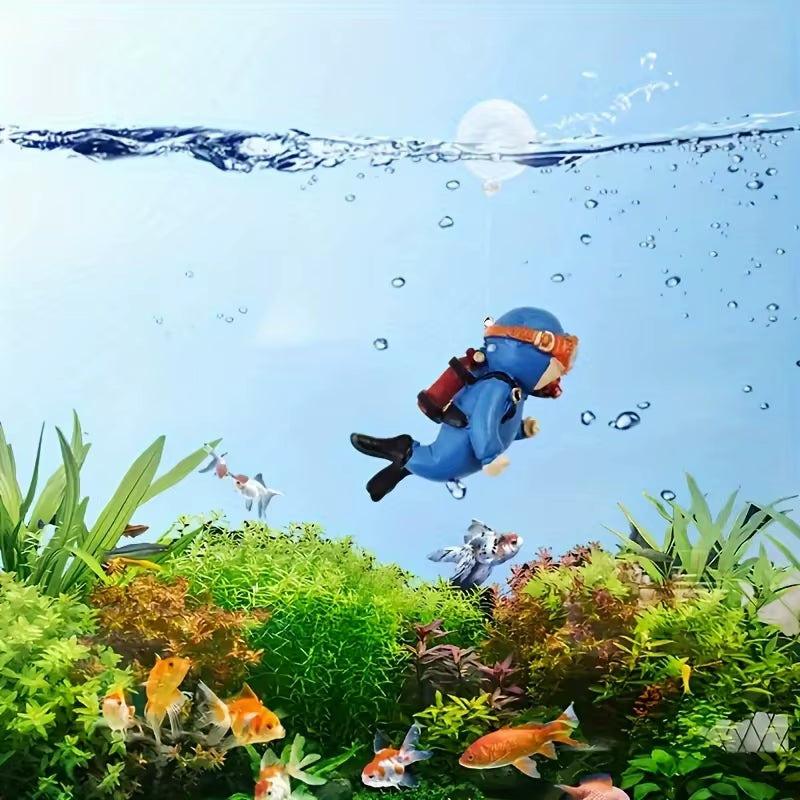 2Pcs Playful Diver Tank Decor – Interactive Floating PVC Aquarium Ornaments Aquarium Fish Tanks Decoration