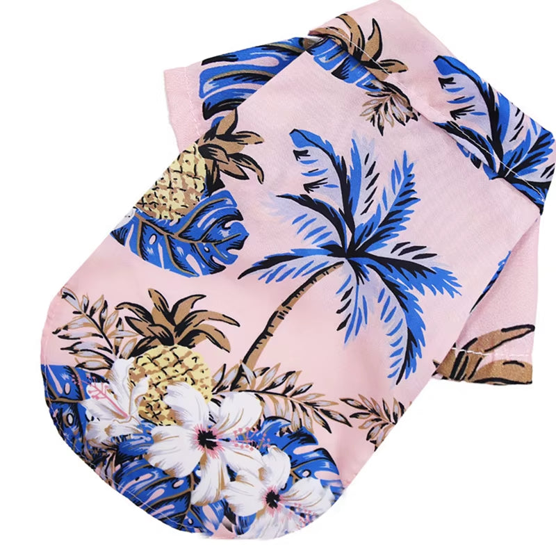Small and Medium-Sized Dog Beach Pineapple Shirt Hawaiian Pet Dog Cat Golden Retriever Spring and Summer Season Clothing
