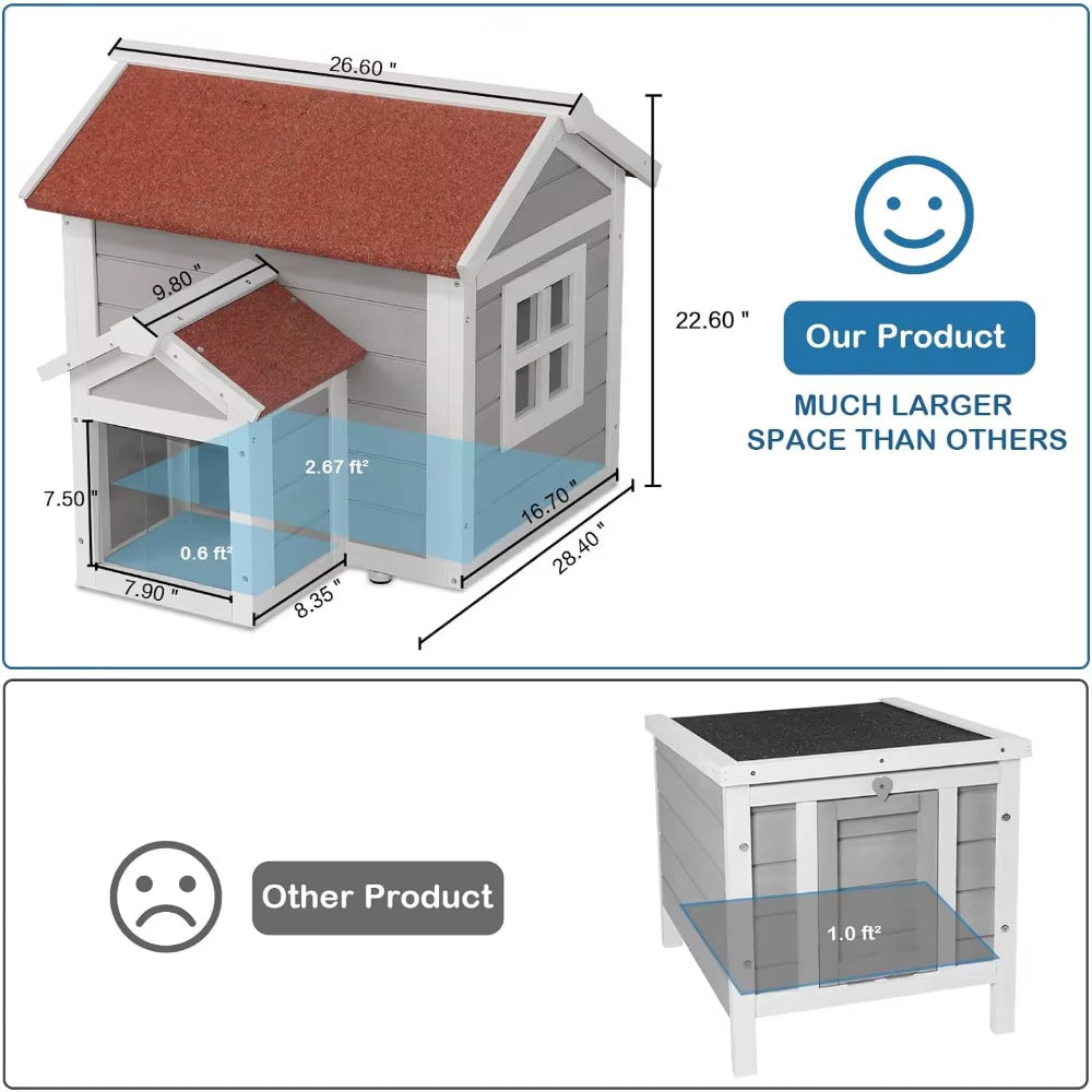 House for Cats Bed Cat House Outdoor for Winter Cat Enclosure Weatherproof for Feral Cats with Openable Roof Pet Products Kennel