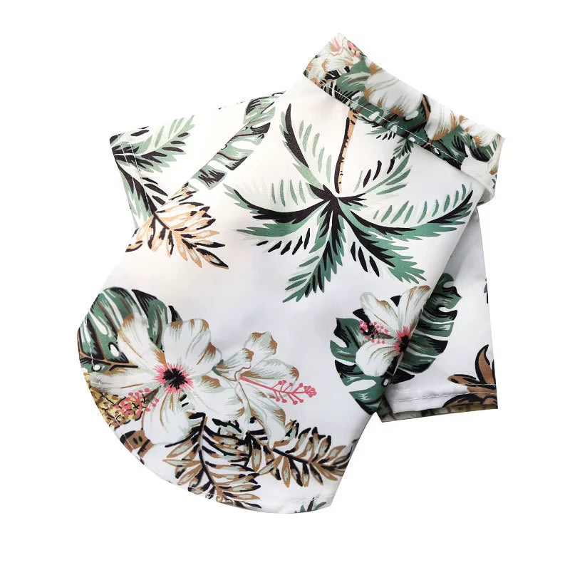 Small and Medium-Sized Dog Beach Pineapple Shirt Hawaiian Pet Dog Cat Golden Retriever Spring and Summer Season Clothing