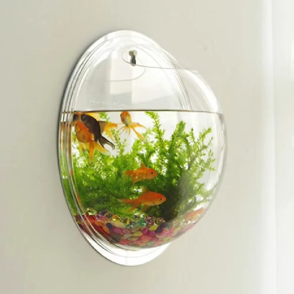 Wall Mounted Fish Tank, Bubble Fish Clear Fish Tank Acrylic Hanging Aquarium Wall Mounted Plant Pot for Succulent Air Plants