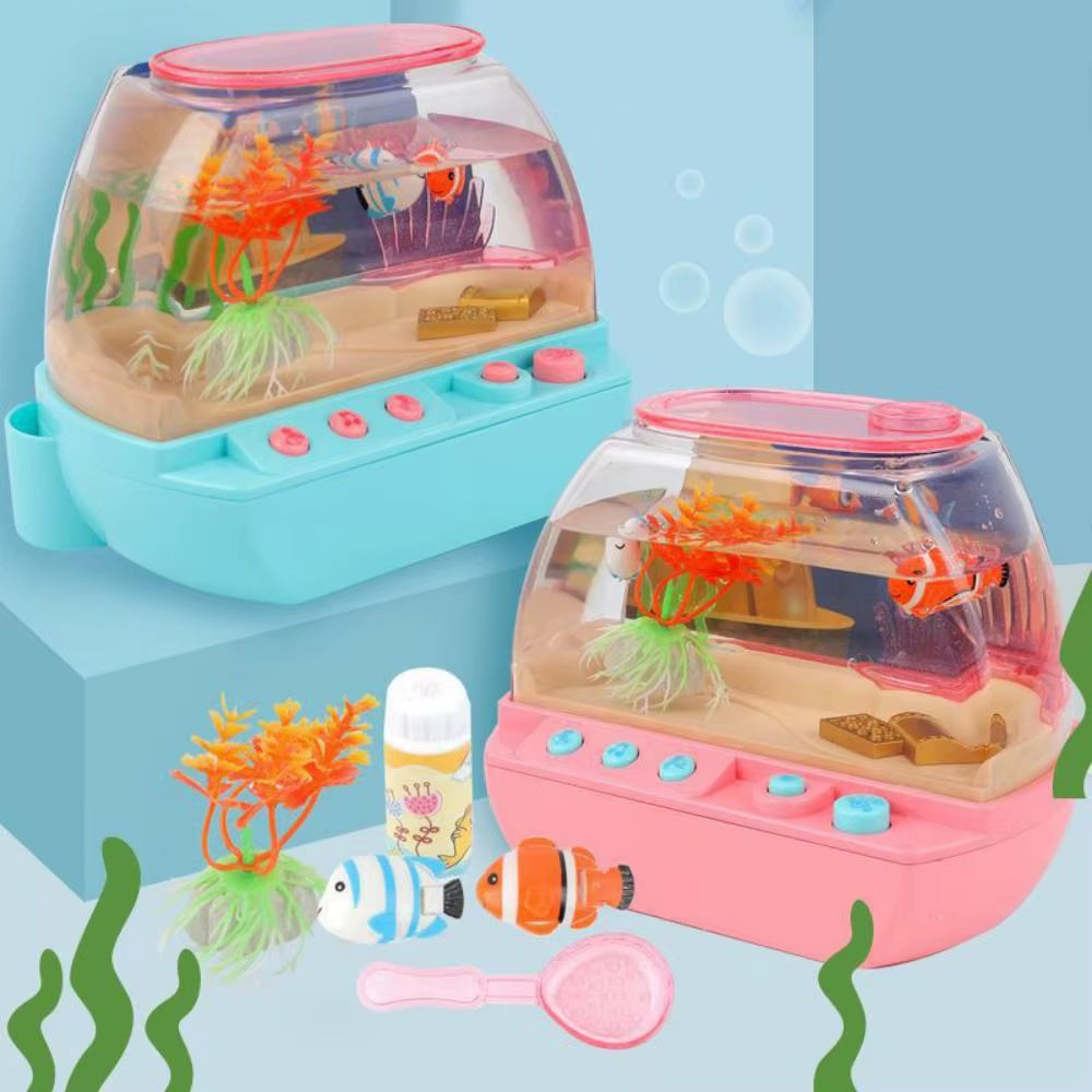 Creative Artificial Aquarium Toy Cartoon Lovely Mini Simulation Fish Tank with Music Electric Music Interactive Aquarium Toys