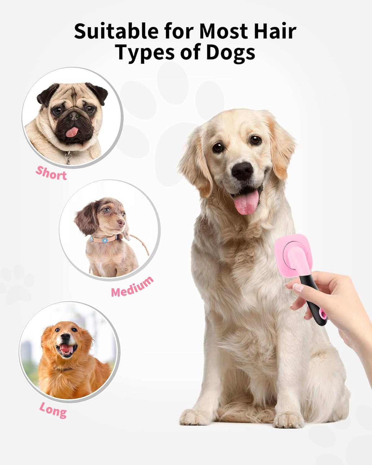 Dog & Cat Grooming Brush - Slicker Shedding Tools (Pink)